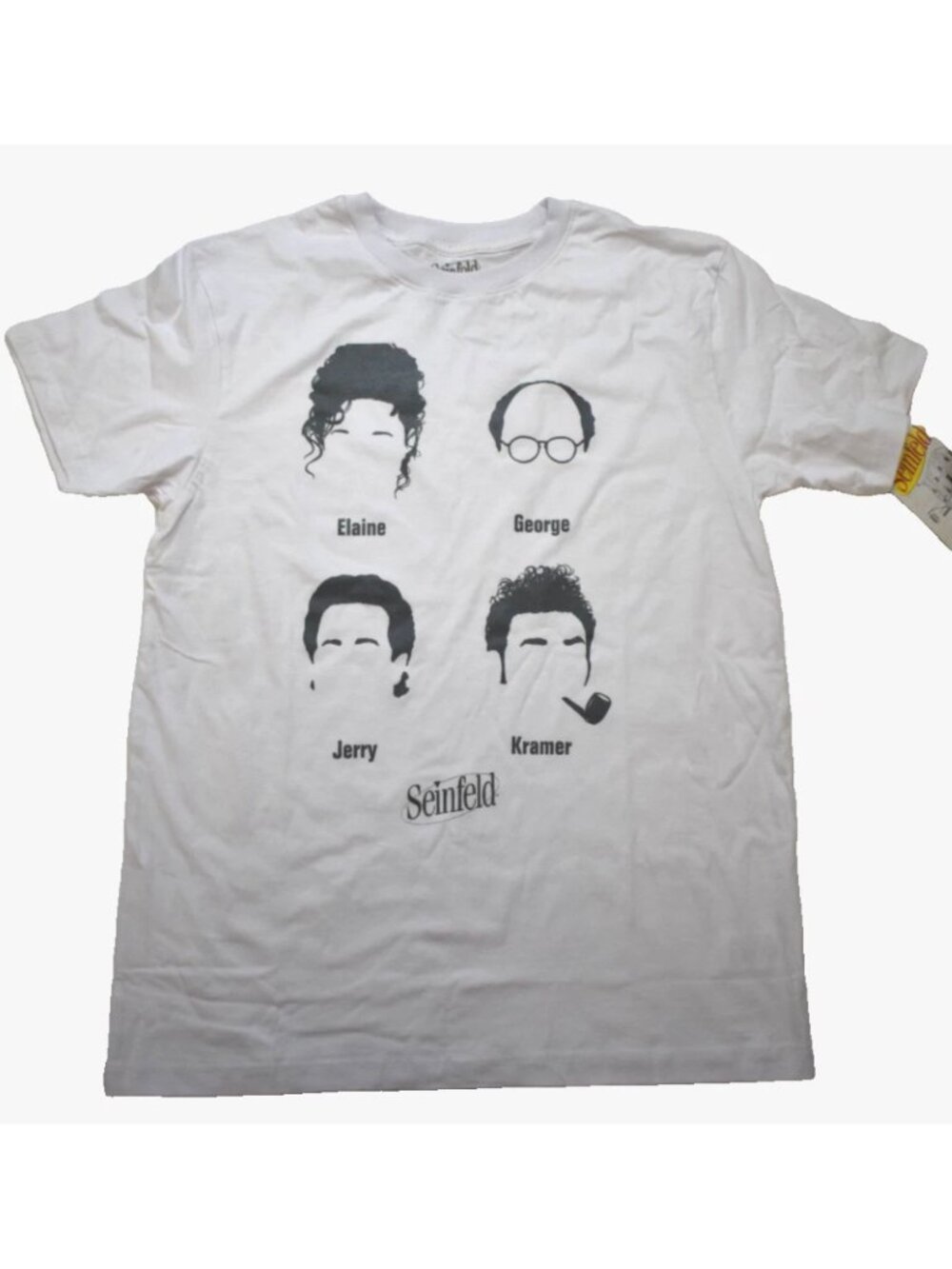 Seinfeld Funny TV Show Mens Cast Hair Silhouettes Graphic White Shirt New M, L